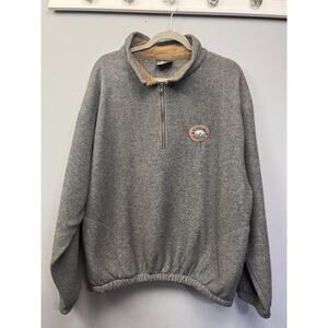WHISTLER BLACKCOMB 1/4 zip‎ pullover Mens XL Gray Fleece Corduroy collar Patch
